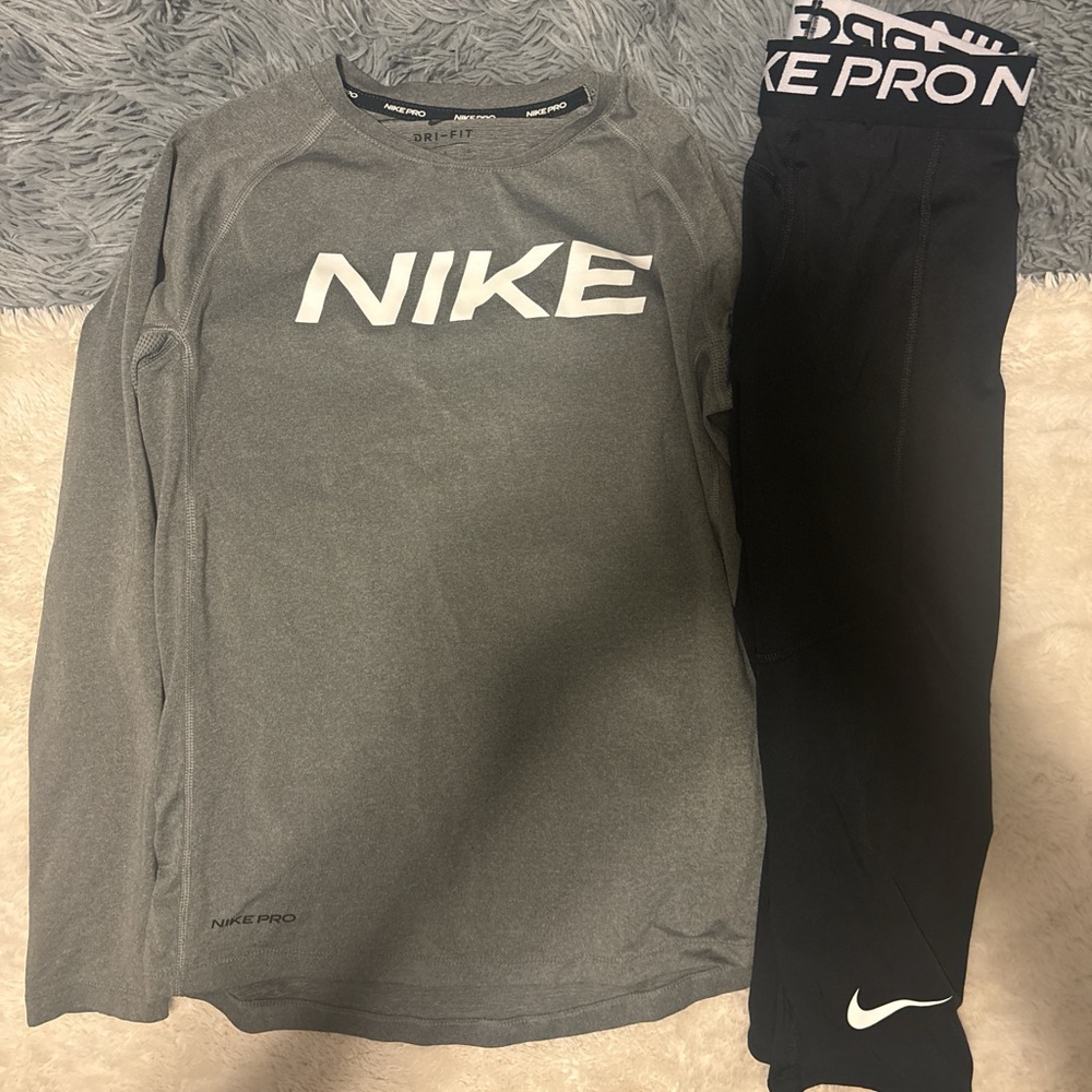 Nike Kids dri fit shirt and compression pants